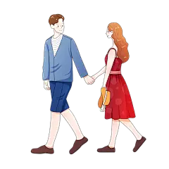 可爱清新情侣插画元素贴纸