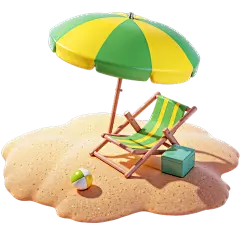 风光系列3D立体沙滩椅遮阳伞元素贴纸