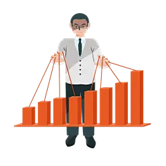 扁平男人手拿股市涨幅常规贴纸